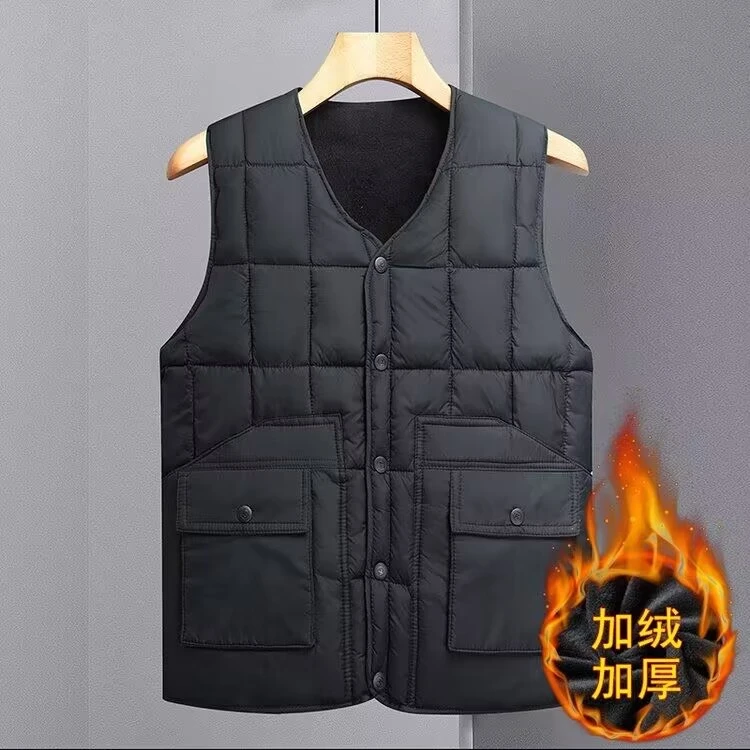 中老年人男士加绒加厚大码爸爸装冬季背心马甲外套保暖坎肩马夹