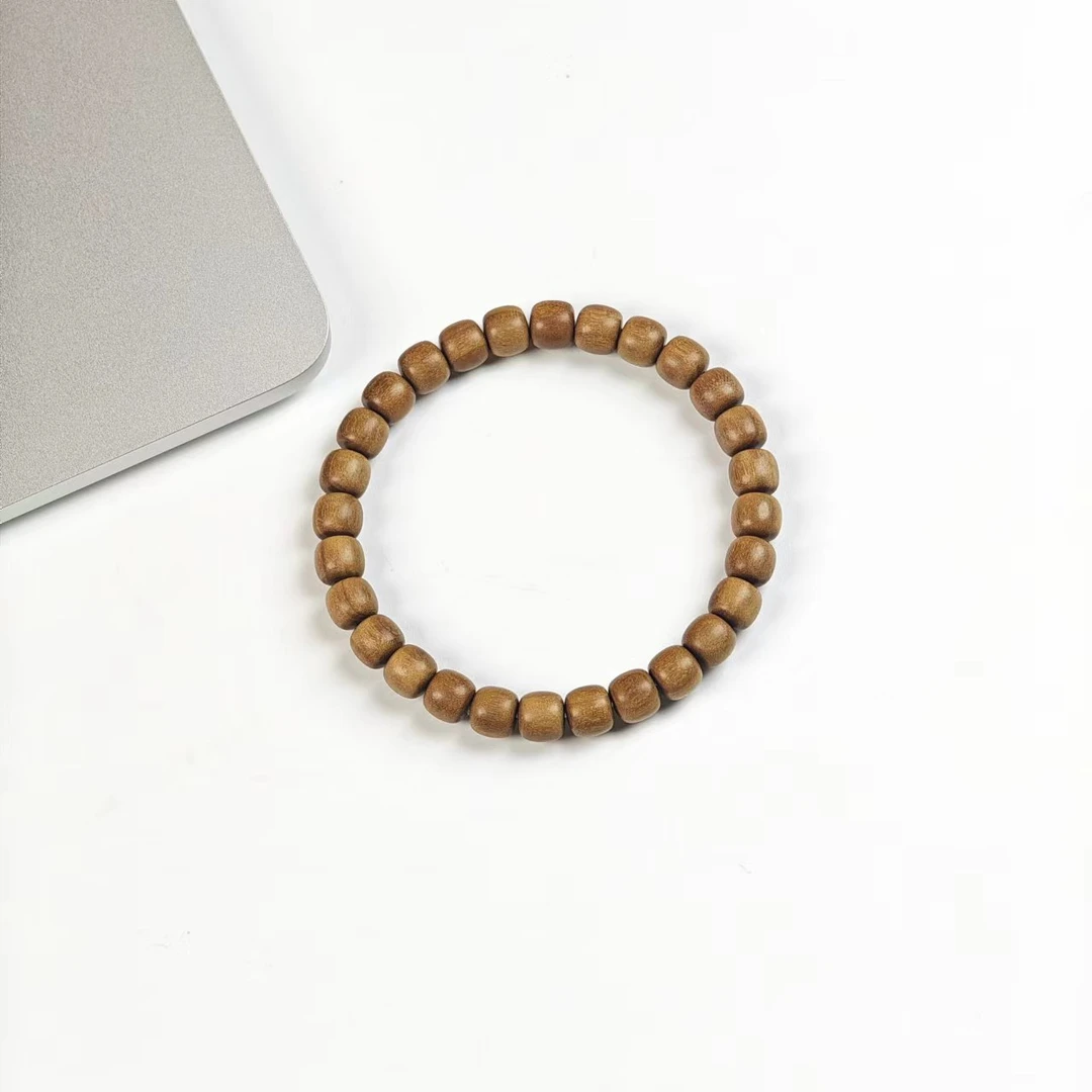 印度老山檀     老型珠6.5*7.5mm极致归圆精工单圈手串  男女款