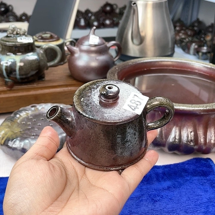 紫砂茶杯柴烧紫砂壶杯487，120c