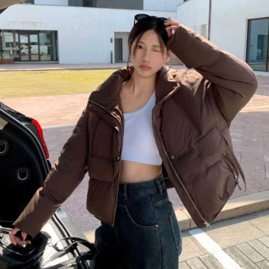 T200 90鸭绒！新款高级感加厚立领面包服羽绒服
