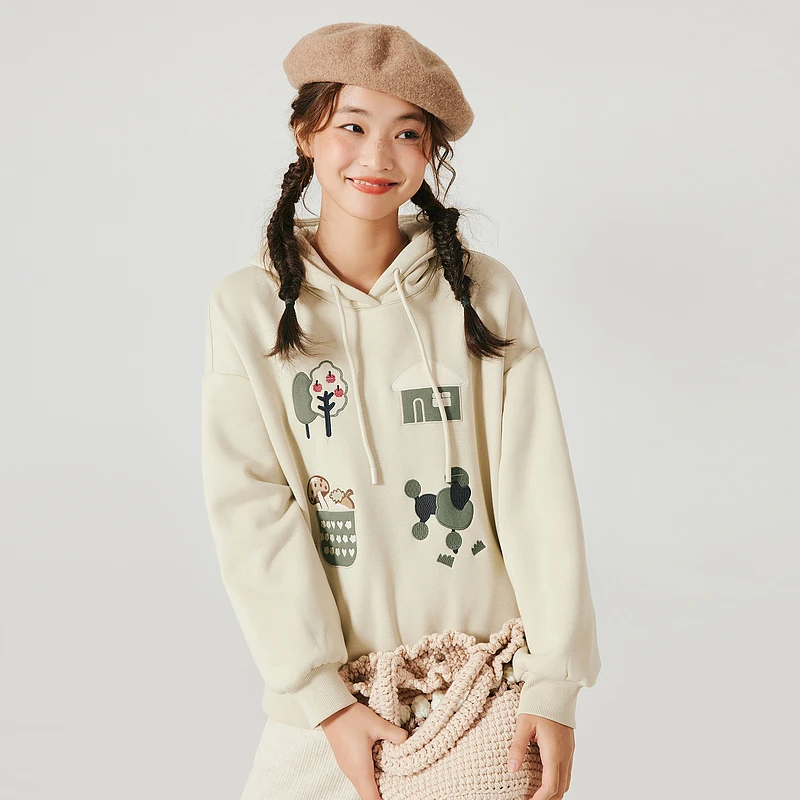 紫涵连帽女士宽松卫衣保暖冬季新款撞色简约百搭Z3Z10ZS605