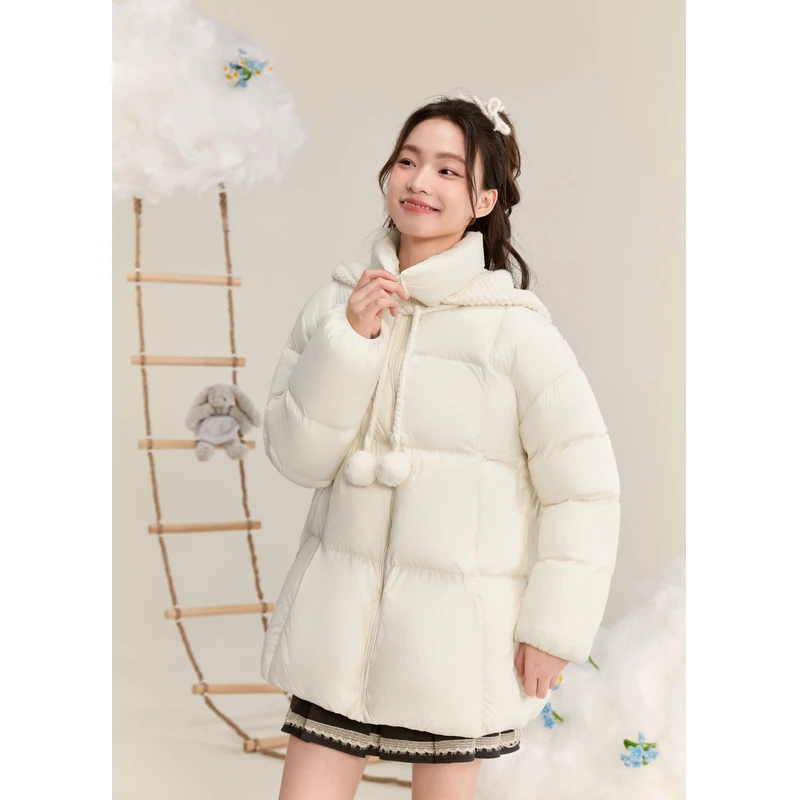 紫涵连帽羽绒服女2024冬季新款甜美保暖学院风百搭外套Z4Z10AS112