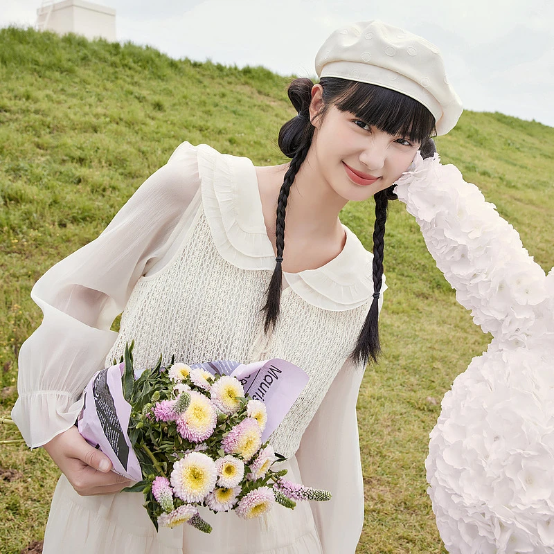 【千颂妮专享】紫涵A字连衣裙两件套针织马甲套装Z3Z06AS169