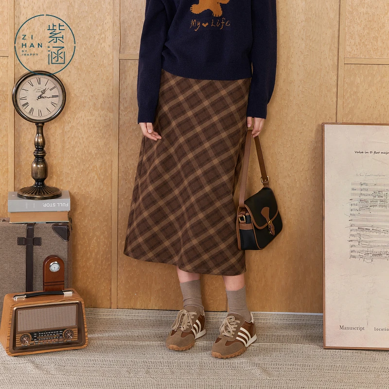 《王雪糕专属》紫涵直筒半身裙女2024年冬修身中长裙Z4Z10BS234