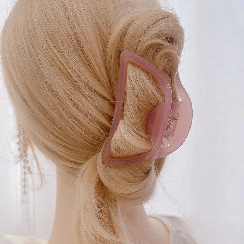 高档醋酸大号鲨鱼夹韩国小金标半圆镂空法式发抓盘发抓夹女网红