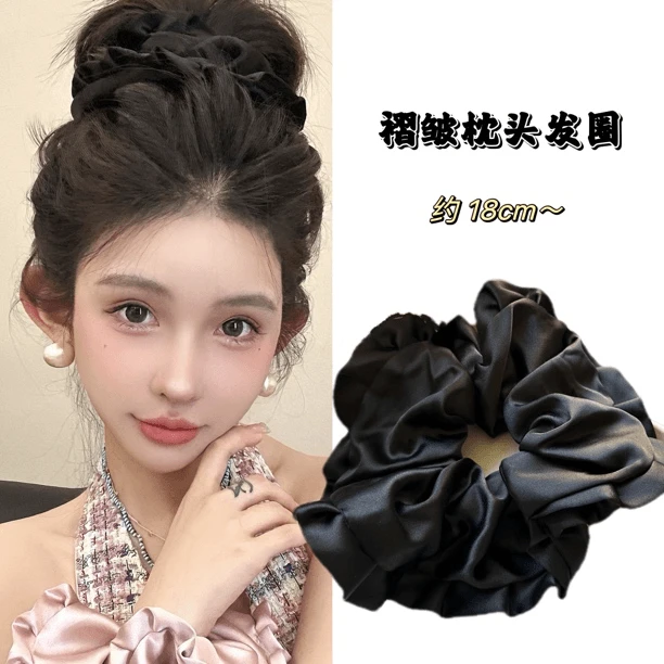 超大号夸张褶皱法式浪漫复古大肠发圈新款奶油色少女多巴胺发饰女