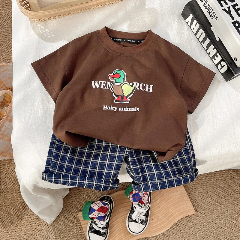 男童T恤短袖夏季2024新款儿童帅气炸街纯棉体恤夏装韩系时髦套装