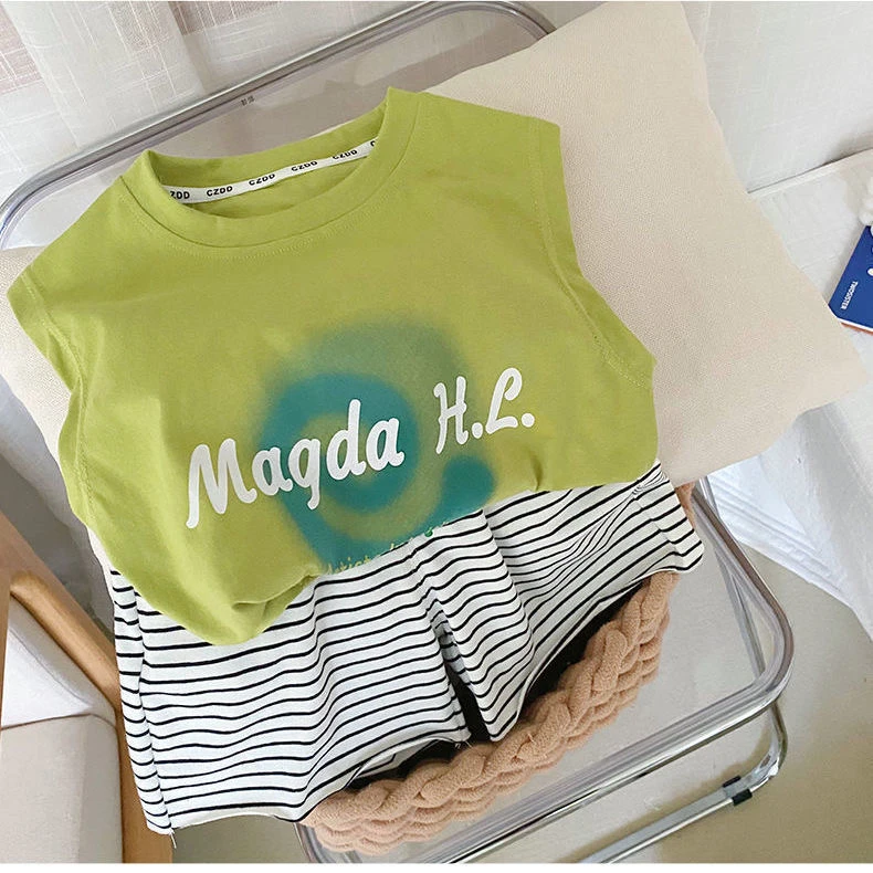 男童无袖夏装套装背心2024夏季新款中小童洋气宝宝短裤儿童两件套