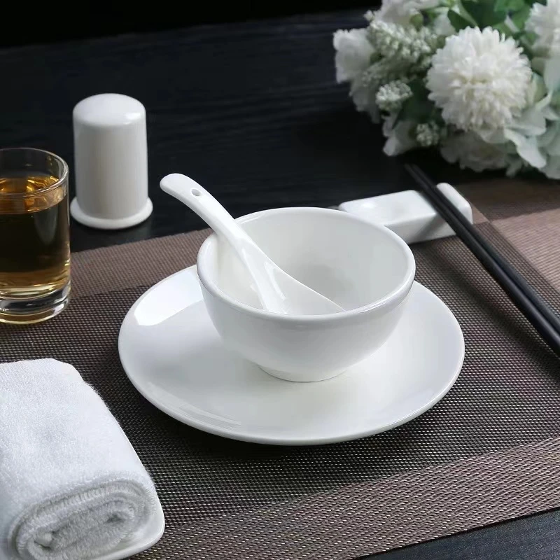 酒店摆台餐具套装私人会所陶瓷白色翅碗骨碟套装商用家用中式