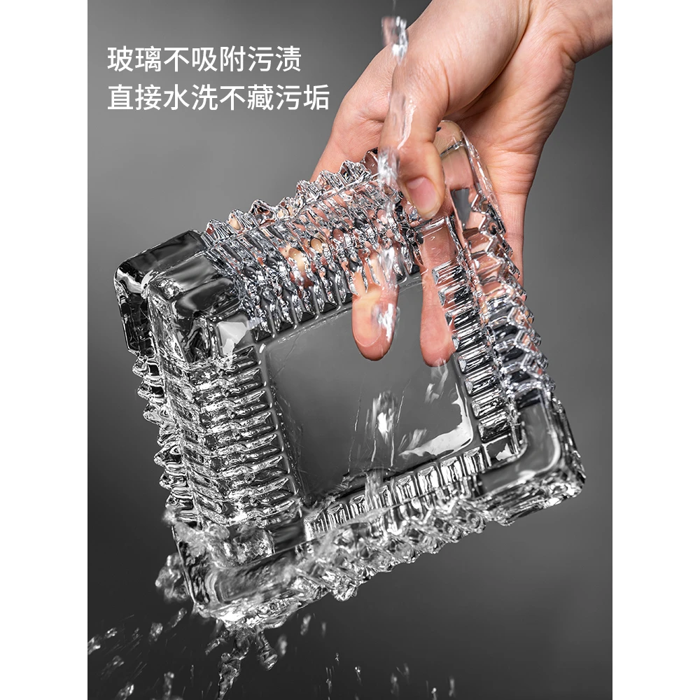 大号玻璃烟灰缸创意个性潮流水晶烟缸家用客厅办公室用大气实用