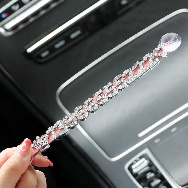 汽车挪车电话牌女创意个性车载临时停车号码牌专用DIY水钻移车牌