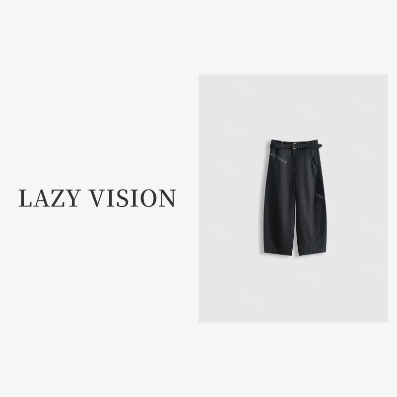 LAZYVISION进口100汉麻直筒九分女士休闲裤ZMD-18656