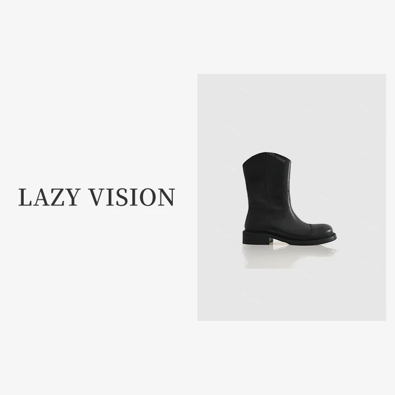 LAZYVISION进口牛皮女士高筒靴轻软舒适羊皮内里靴子ZMD-20373