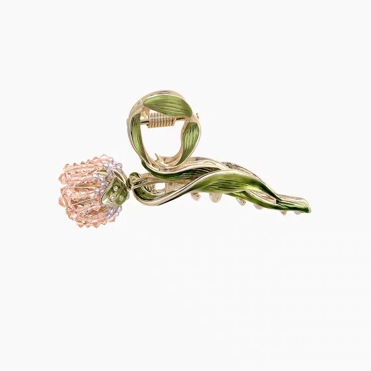 爱的模样手工编织水晶郁金香ins发夹发卡中抓钢爪