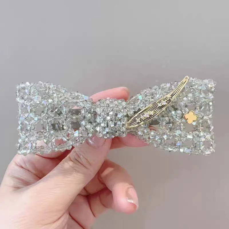 爱的模样手工编织镂空蝴蝶结发夹弹簧夹