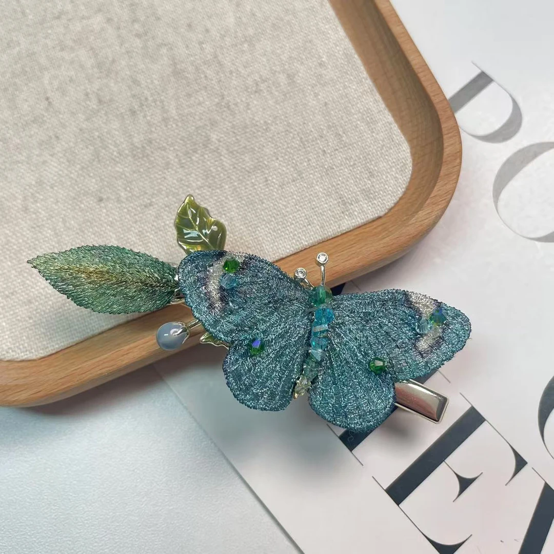 斑斓蝴蝶百搭复古鸭嘴夹105发卡气质时尚手工可爱轻奢发夹