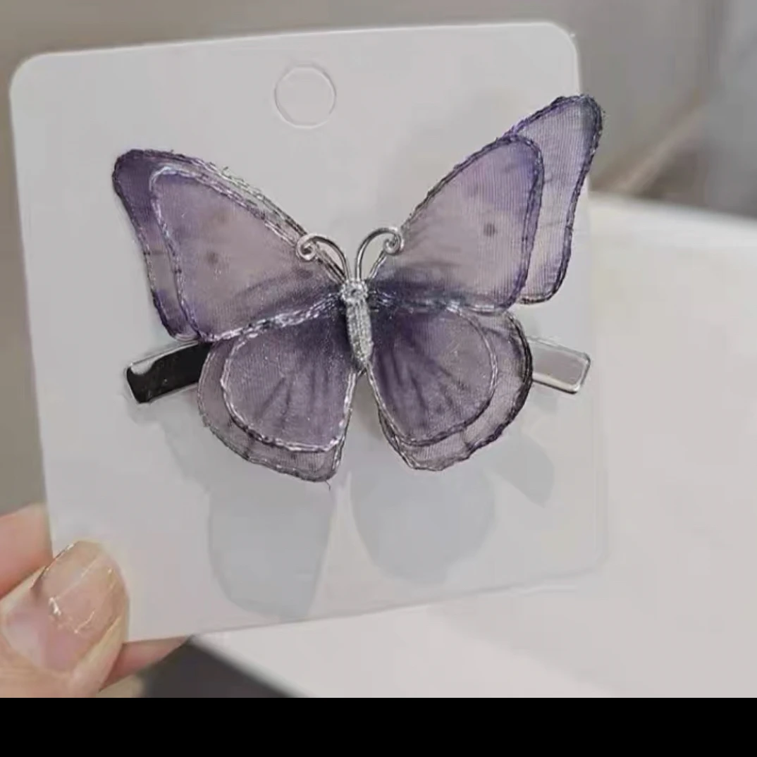 轻盈薄纱款双层蝴蝶边夹