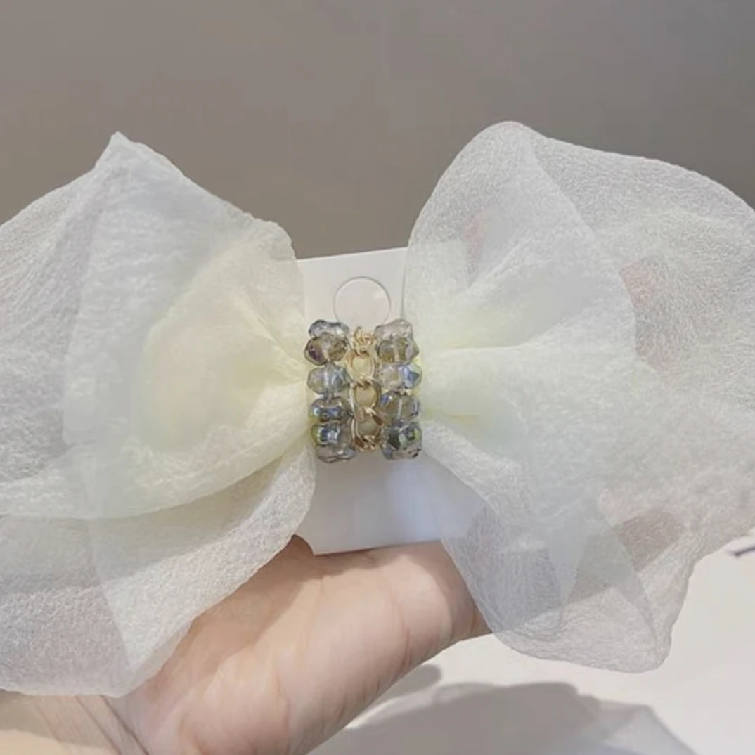 晶石守护仙女泡泡纱白色韩版弹簧夹