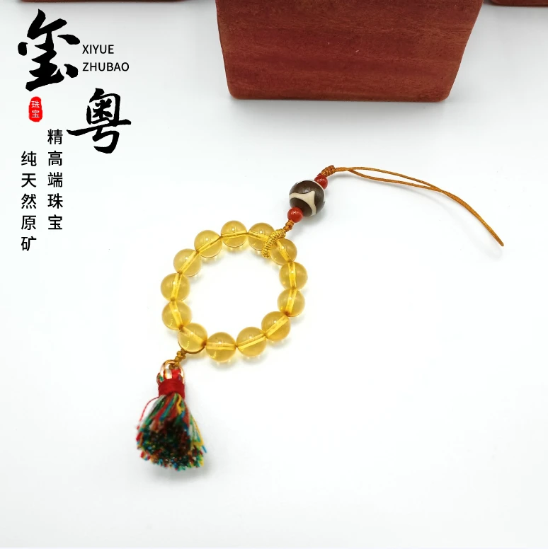 （玺粤珠宝）精品天然原矿俄料金珀手工编制挂饰（6mm+）多样性发其一