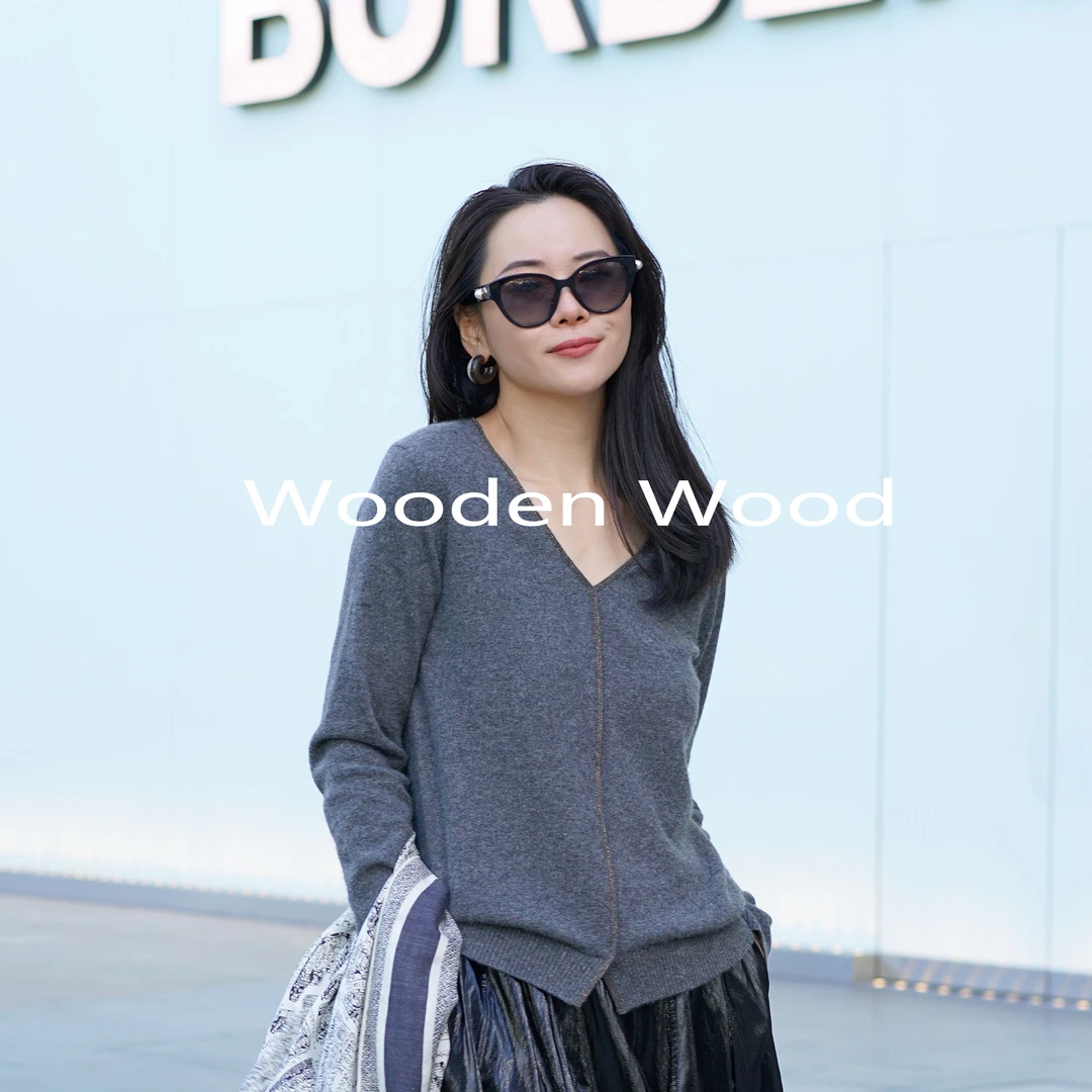 WoodenWood"独到优雅"高端长袖纯羊绒秋冬外搭羊绒针织开衫P75249