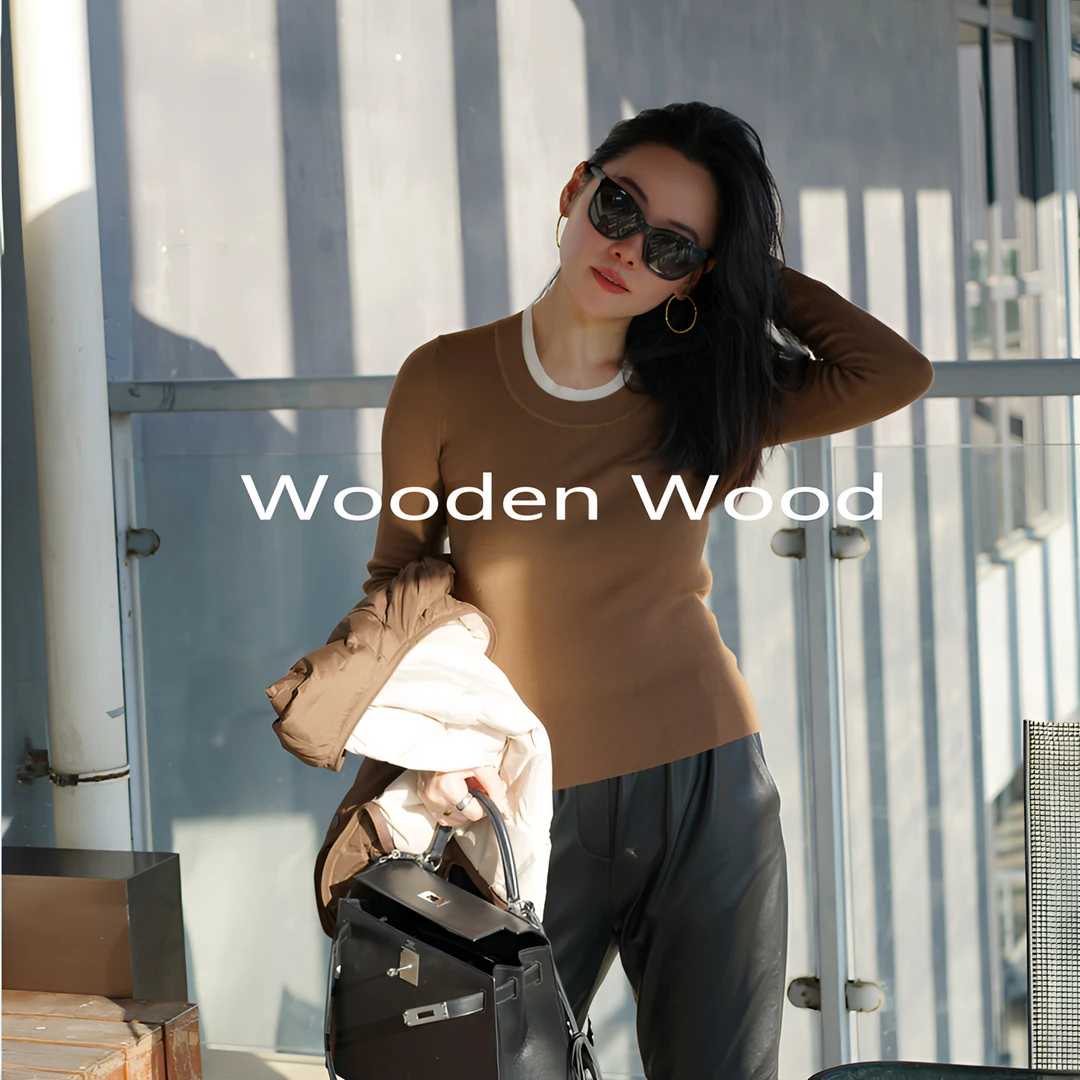 Wooden wood“阑珊星光”气质女人味显瘦针织衫纯色小众秋冬 P75088