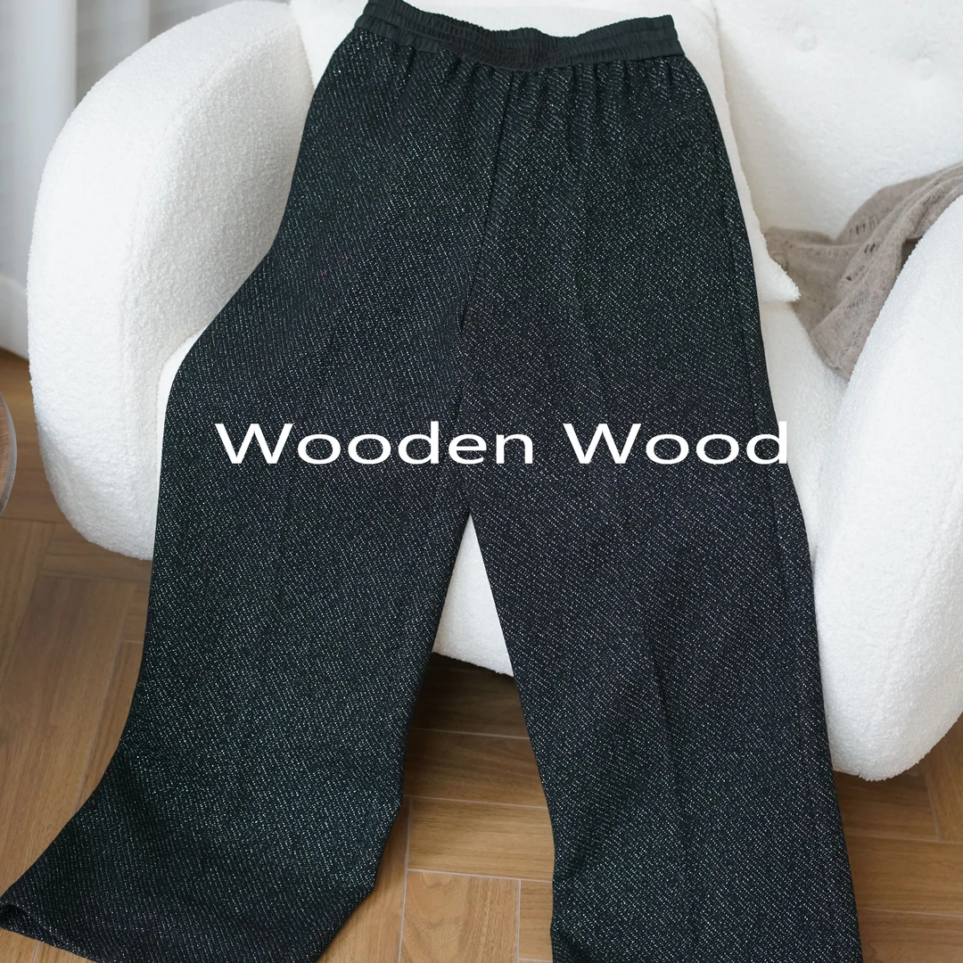 WoodenWood"明克街13号"气质百搭时尚秋冬黑色小众休闲裤W24CX067