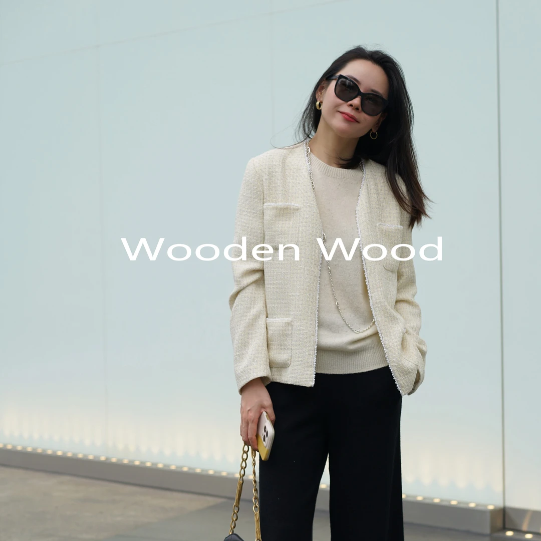 Wooden Wood“气泡马提尼”重工小香轻奢珍珠小众外套女秋冬W23356