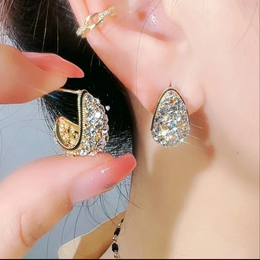 铜合金合成锆石耳饰 甜美时尚水滴耳钉耳扣款耳环简约气质耳饰171