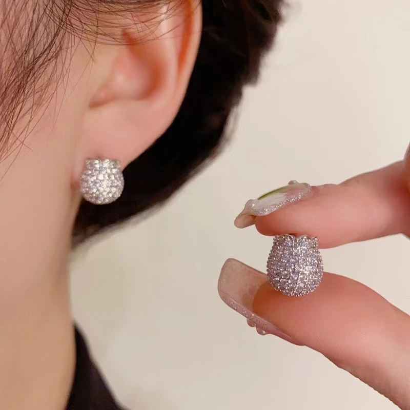 铜合金锆石耳饰 时尚精致小巧微镶锆石超闪福袋小耳扣116