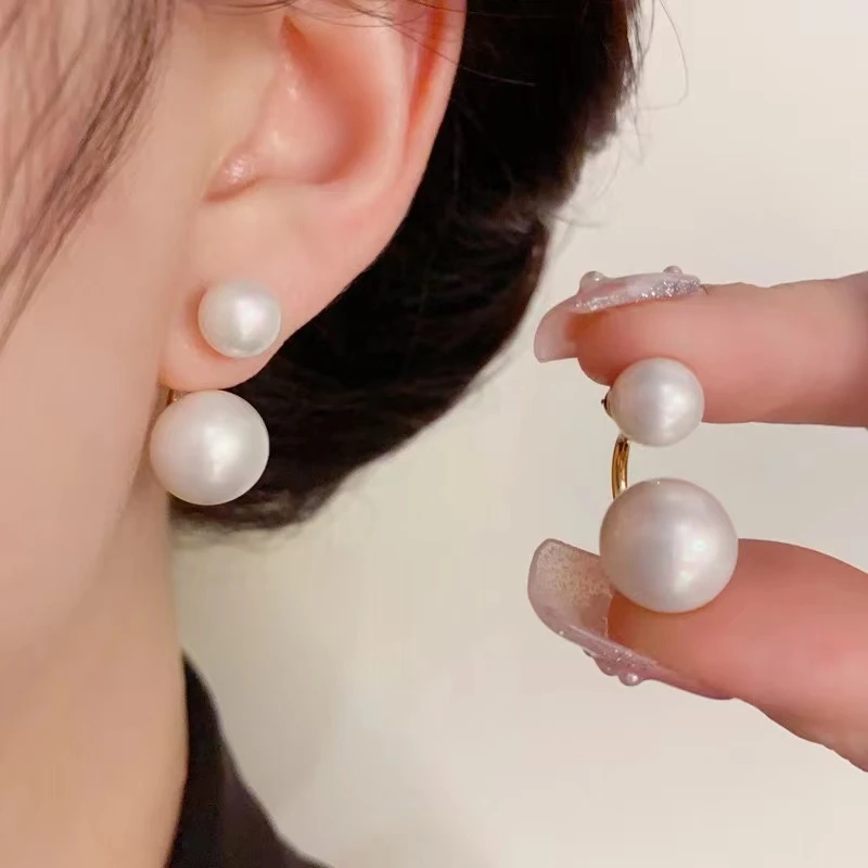 铜合金仿珍珠耳饰 小众设计感经典百搭前后一款两戴珠珠耳钉142