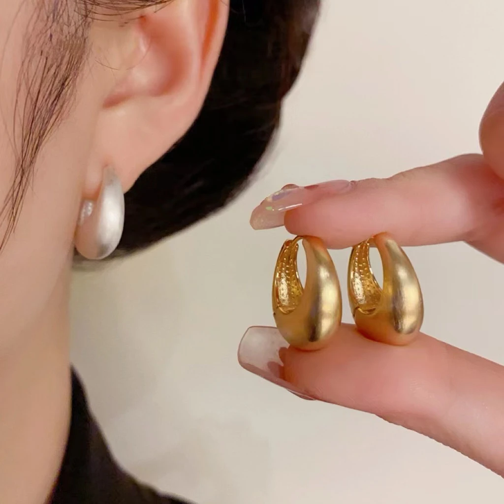 铜合金耳饰 法式复古时尚小众设计感金属拉丝耳扣226