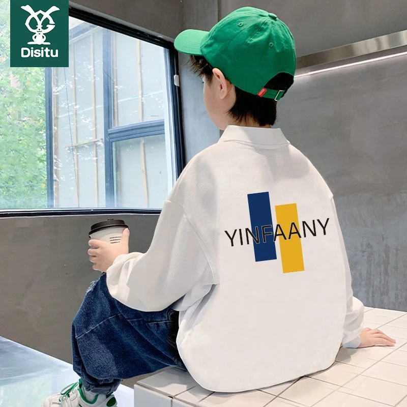 迪斯兔男童polo卫衣春秋新款儿童时髦宽松衣服中大童男孩炸街上衣