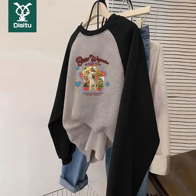 迪斯兔女童加绒卡通卫衣秋冬新款洋气女中大儿童加厚一体绒上衣潮