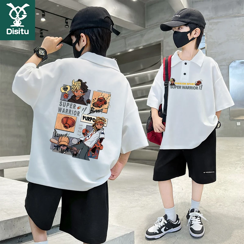 迪斯兔男童夏装翻领套装短袖2025新款儿童夏季中大童POLO衫两件套