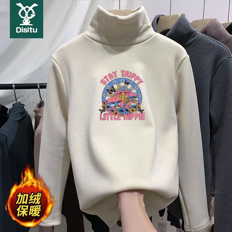 迪斯兔女童秋冬装德绒打底衫中大儿童卡通高领内搭保暖长袖上衣潮