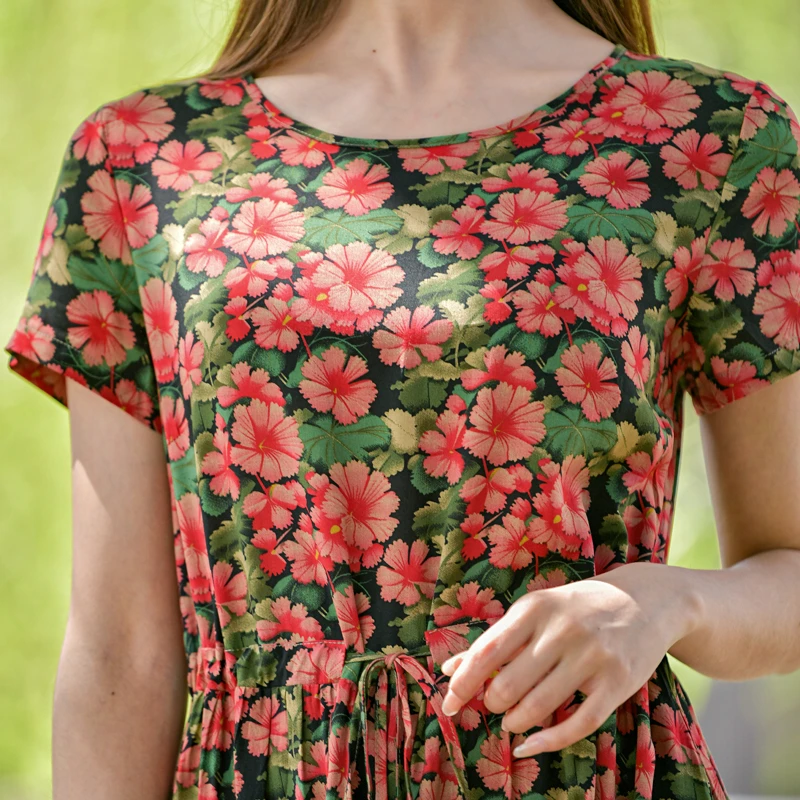 2025新款夏季时尚洋气棉绸民族风女人造棉绵绸印花沙滩外穿长裙子