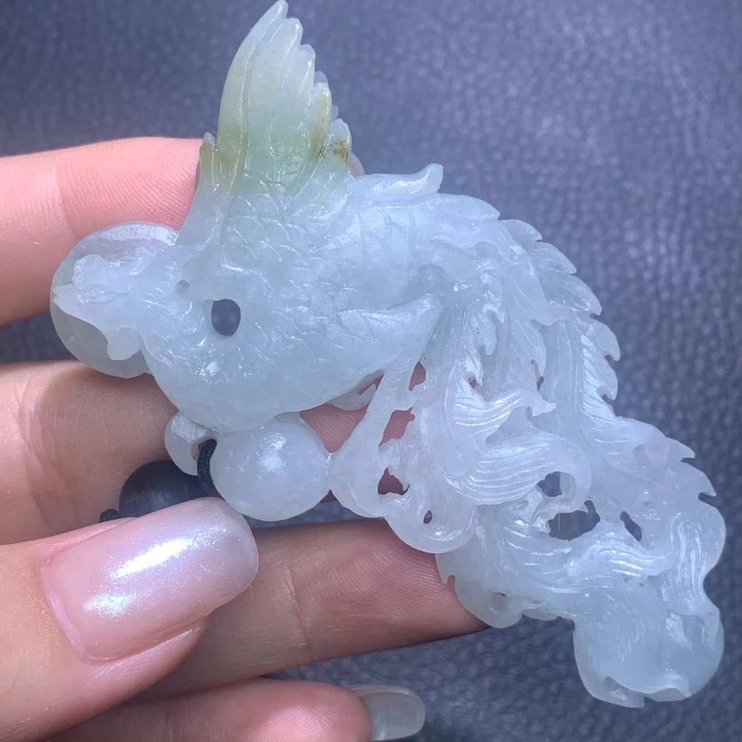翡翠凤凰抖音官方检测A货翡翠抖音基地发货雕刻精雕俏色精美