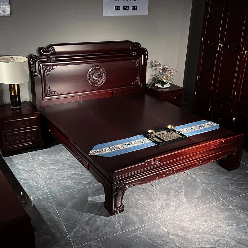 唐韵大床主卧卧室家用雕花成套酸枝