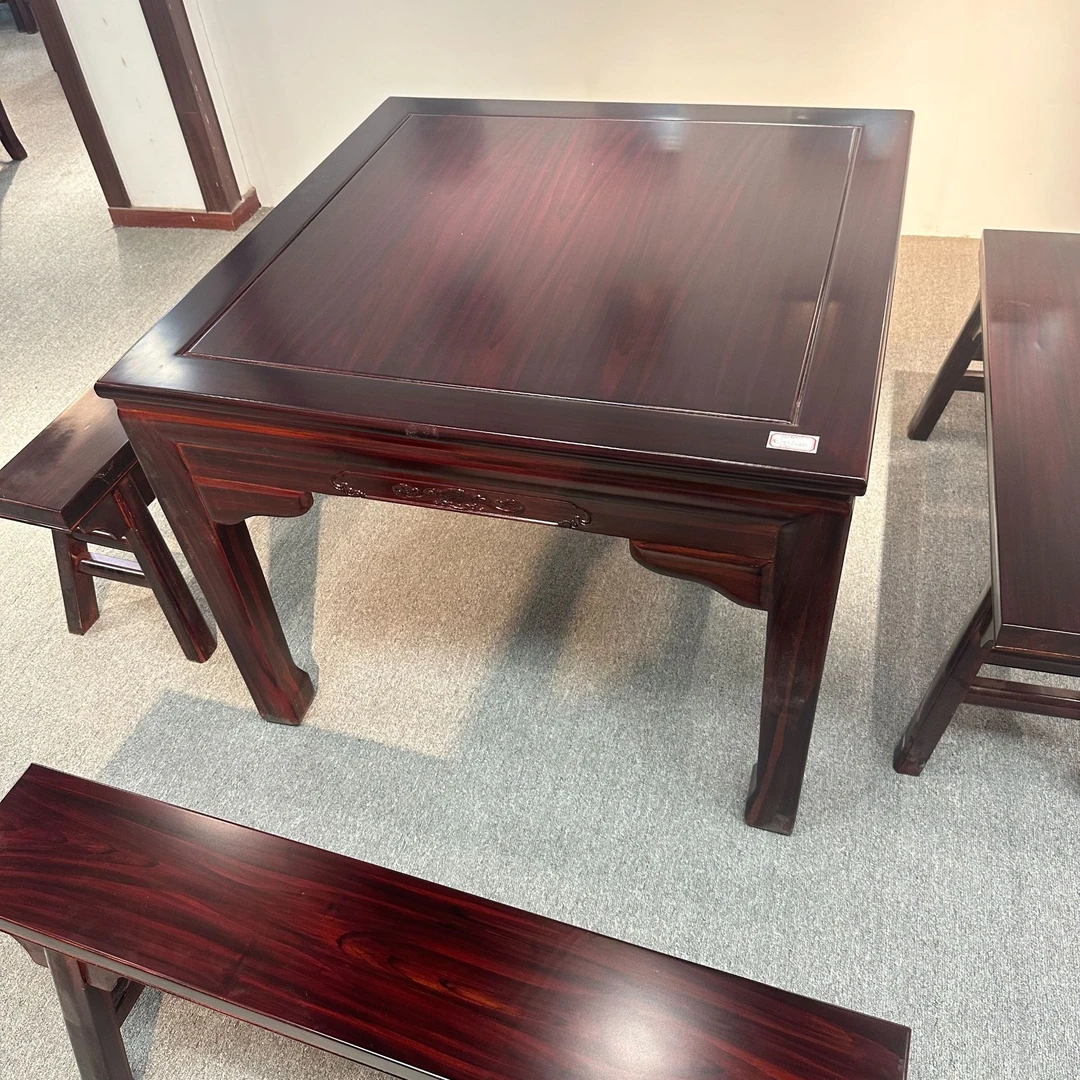 八仙桌雕花方长98宽98高77百搭实用吃饭桌配长凳配餐椅餐桌新中式