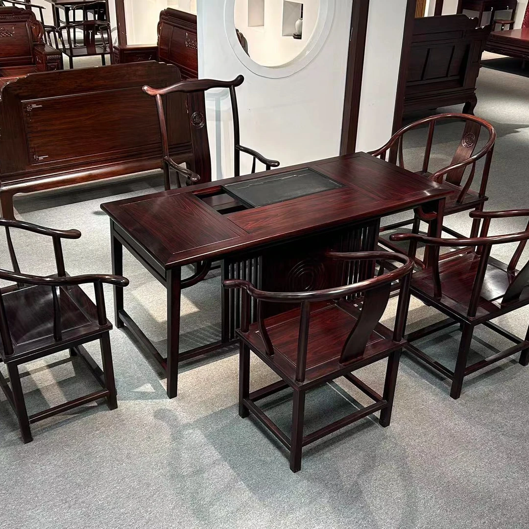 南美酸枝木茶台新中式客厅书房家用茶桌椅泡茶桌1.78米麒麟茶台