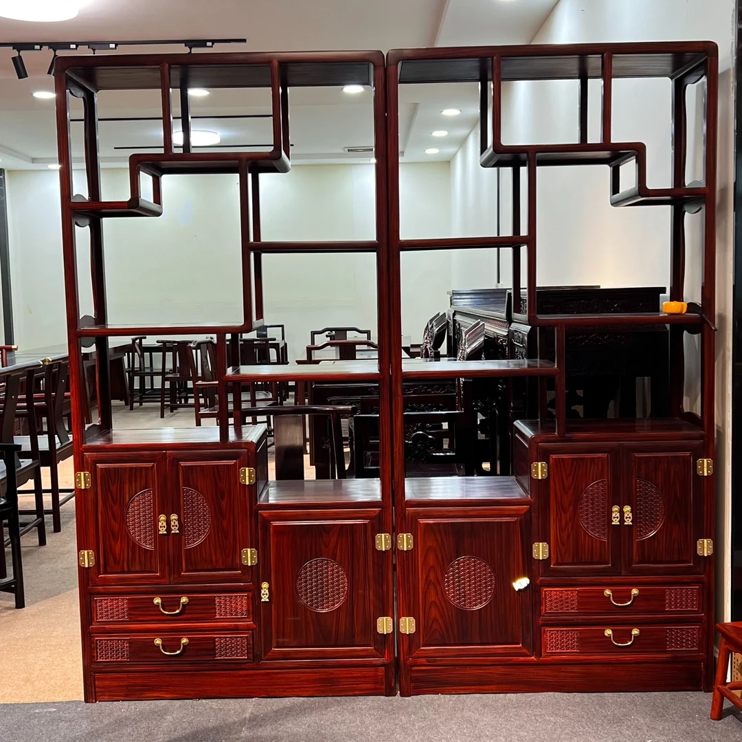 团圆祥云博古架置物架套装客厅书房收纳98*36*198