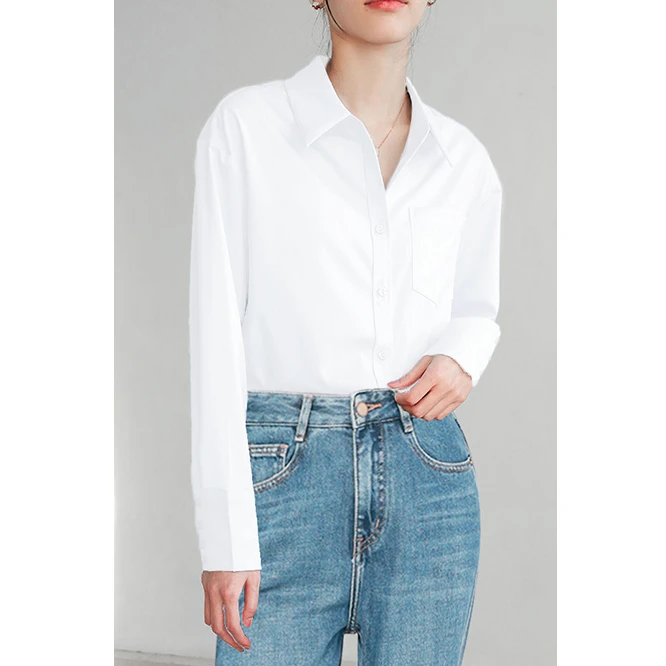 竹浆纤维专业抗皱法式长袖防晒通勤气质衬衫女