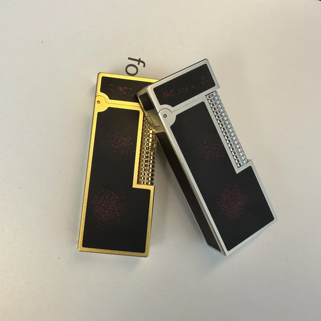 神骏烟花磨砂窄版长条充气侧滑纯铜高档打火机便携