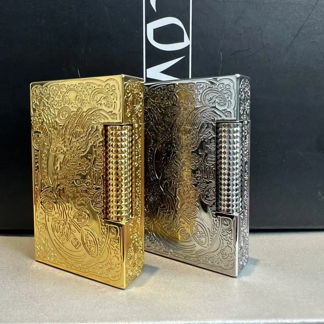 calories卡路貔貅双火防风纯铜朗声钢音侧滑雕刻打火机精雕