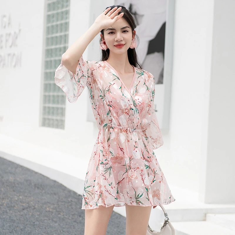 泳衣女三件套分体温泉沙滩泳装罩衫遮肉聚拢大码女款温泉泳衣女款