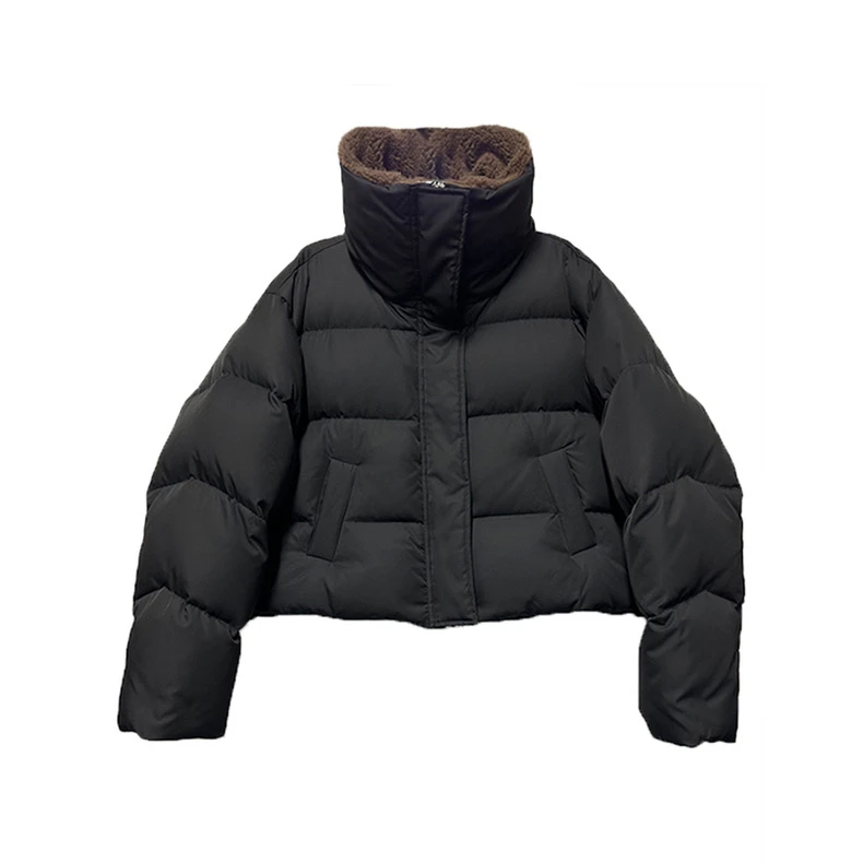 【REFOUND TEN】设计师品牌拼接毛领短款羽绒服