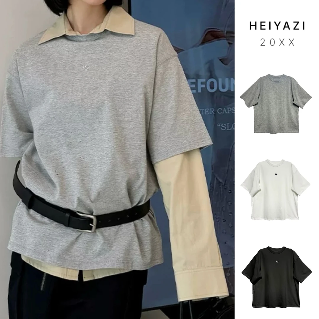 “REFOUND TEN”设计师品牌基础火焰logo刺绣短袖T恤——黑鸭子福利款