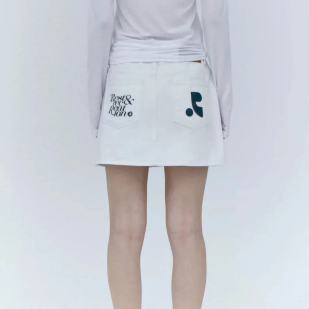 【RR】Rest&Recreatio24 ss经典款字母RR标印花牛仔半身裙短裙