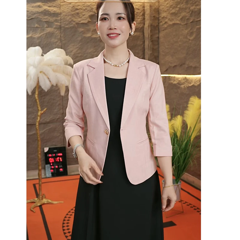 薄款七分袖短款小个子韩版小西装时尚气质修身小西服防晒衫5916