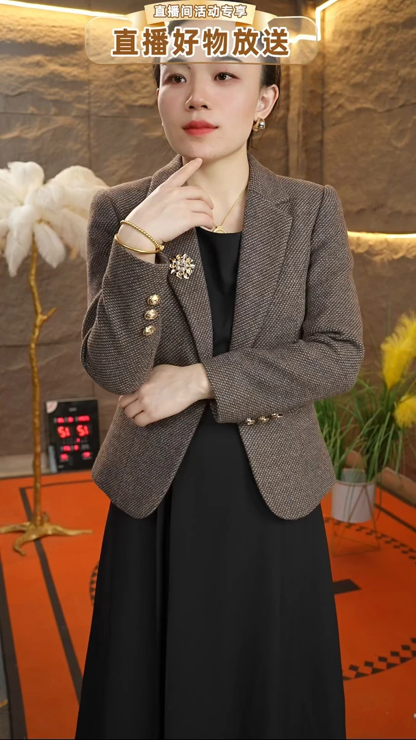 羊毛毛呢小个子短款小西装外套女秋冬2025年新款气质女士西服CY-1